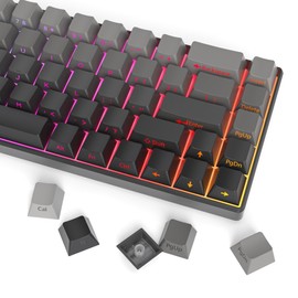 Ussixchare 140 Keys Gradient Keycaps Side Printed Keycap Set Cherry Profile PBT Keycaps Double Shot Shine Through Custom Keycaps for Mechanical Gaming Keyboards(Minutest Dust)