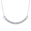 Exquisite Curved Bar Necklace with CZ in Sterling Silver, 16"