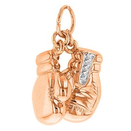 Jewelry America High Polish 14k Rose Gold 3D Boxing Gloves Charm Sports Pendant