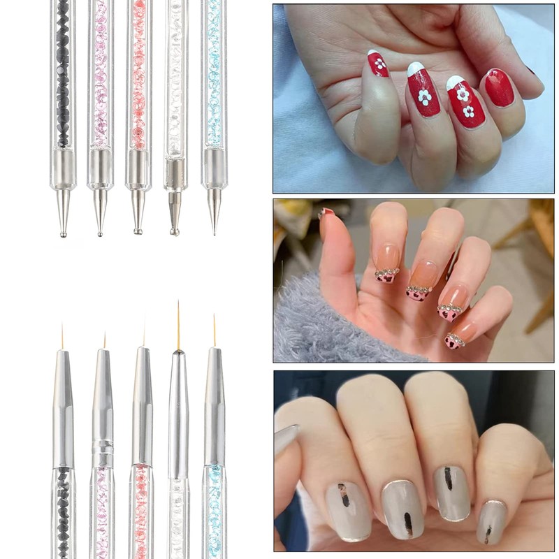 Smukdoo Nail Art Liner Brushes,5 Pcs Double Ended Dotting Tools