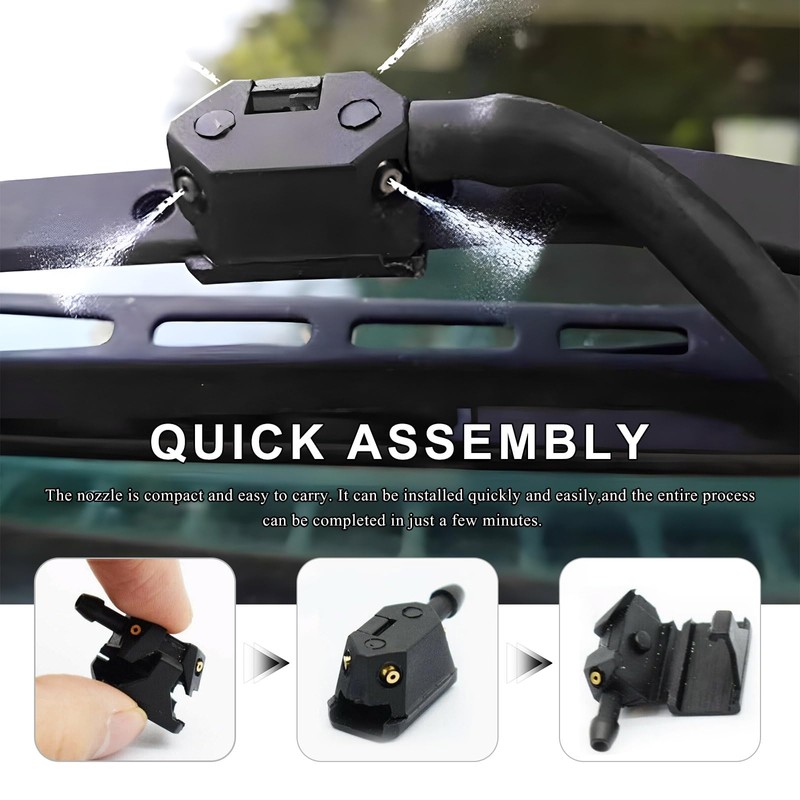 NYTKL 2 PCS Front Windshield Washer Nozzles, 4 Holes Arm