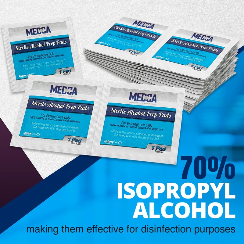 MEDca Alcohol Prep Pads, Sterile, Medium, 2-Ply Pack of 500