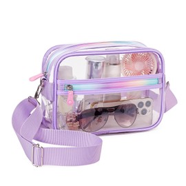 Clear Bag for Stadium Events Clear Crossbody Bag Clear Purse Adjustable Strap Shoulder Bags for Concerts Festival Sports Events Purple