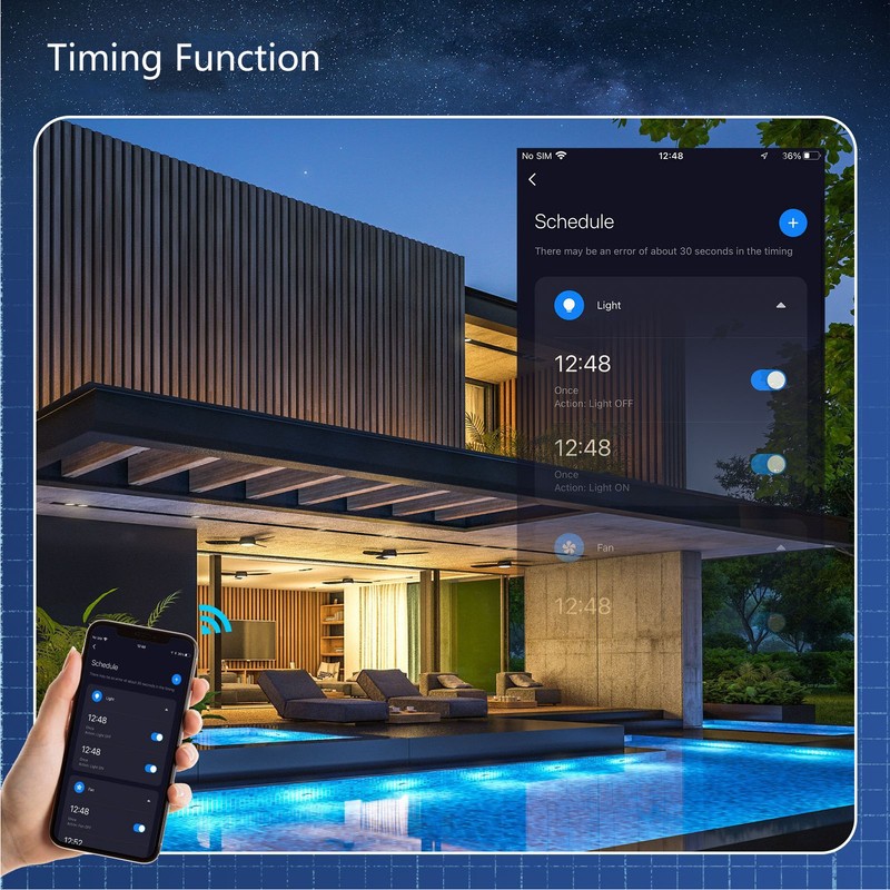 WiFi Smart Household Fan Light Switch APP RF Wireless Wall