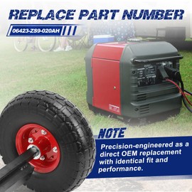 Orceed Red All Terrain Wheel Kit, Fit For Honda EU3000is Generator, Solid Tires, OE 06423-ZS9-020AH, 06423ZS9020AH
