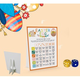 Xenseou Egg Exchange Dice Game for Easter, Easter Roll The Dice Game, Easter Party Games Supplies, Fun Easter Family Games, Easter Day Present Swap -FHJ01