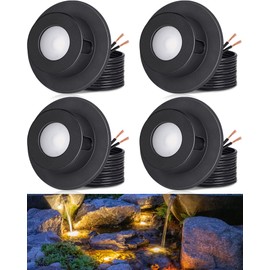 SUNVIE 3W Pond Lights LED Underwater 3000K Warm White IP68 Waterproof Underwater Pond Lights 12-24V AC/DC Low Voltage Fountain Light LED Underwater for Outdoor Ponds Fountains Waterfalls, 4 Pack