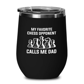 Chess Black Wine Tumbler 12oz - Fav Opponent - Funny Chess Gifts Set Board Pieces Horse Knight Player Game Pawn Strategy
