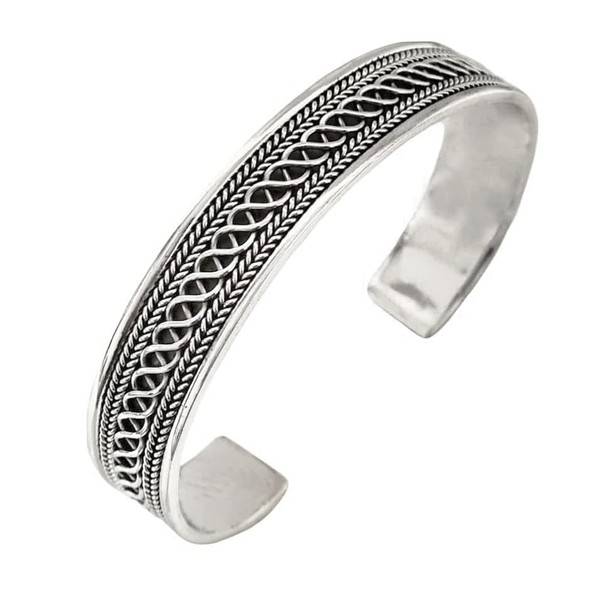 Treasure Bay Mens Solid 925 Sterling Silver Cuff Bangle Bracelet