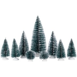 Northlight Bottle Brush Pine Christmas Village Trees - Set of 9