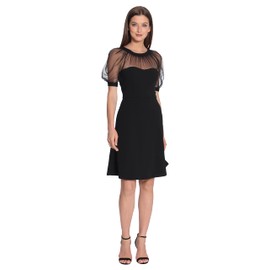 Maggy London Women's Illusion Dress Occasion Event Party Holiday Cocktail Guest of Wedding, Short SLV-Black, 8