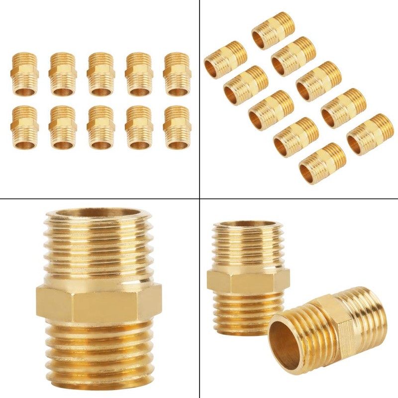 Hilitand 10 Pcs Hex Reducing Nipple, 1/4 BSP to 1/4