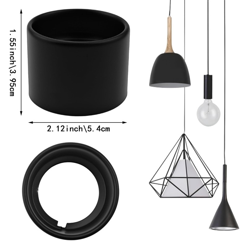 3 Pack Black Light Socket Shade Rings, Metal Lamp Shade