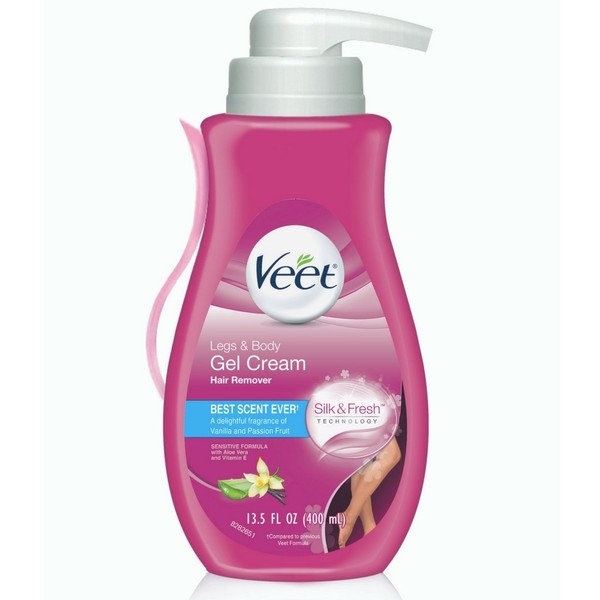 Veet Gel Hair Remover Cream, Sensitive Formula, 13.5 oz (Pack of 4)