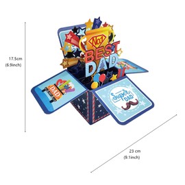 HKFENG 3D Best Dad Card Pop Up Card for Dad 3D Daddy Birthday Card Anniversary, Get Well, Thank You, Fathers Day Card for Supper Dad