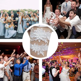 Adove Wedding Garters for Bride Stretch Lace Bridal Garter Sets White Flower Floral Leg Wedding Garter