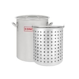 CONCORD 42 QT Stainless Steel Stock Pot w/Basket. Heavy Kettle. Cookware for Boiling (42)