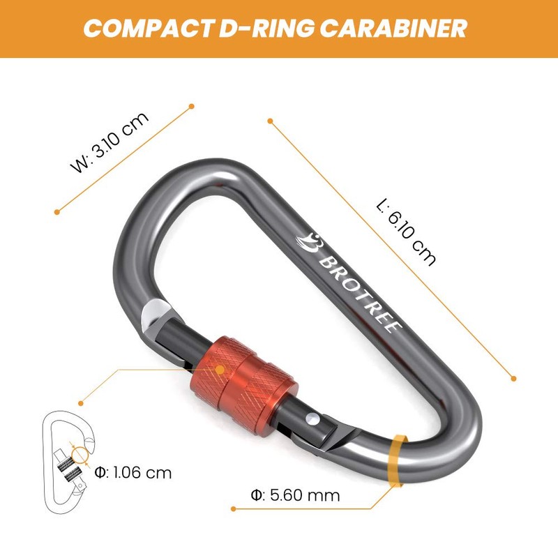 Brotree Small Carabiner Clips Mini Locking Carabiner - 6cm Aluminum