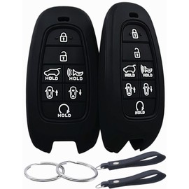 REPROTECTING Silicone Rubber Key Fob Cover Compatible with 7 Buttons 2019-2023 Hyundai Sonata Nexo 2022 Hyundai Tucson 2023 Palisade Santa Fe (Black/Black)