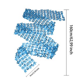 Women's Sequin Scarf Chain Glitter Neckerchief Long Narrow Neck Tie Mesh Scarf Punk Sequin Net Wide Necklace Mesh Headband Sparkle Headscarf Ties for Carnival Party 160 cm