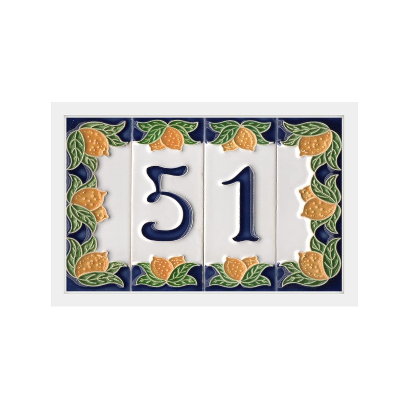 Italian Handmade Ceramic Large Yellow Lemon Numbers & Letters Tiles.