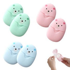 6Pcs Travel Wash, Portable Mini Soap Flakes, Disposable Paper Soap Sheets, 300 Travel Soaps Sheets, Suitable for Indoor Outdoor Camping Hiking Outdoor Cleaning Hands (Blue, Pink, Green)