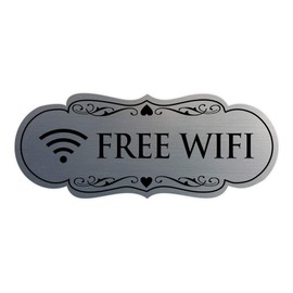 Signs ByLITA Designer Free Wifi Sign(Brushed Silver) - Large