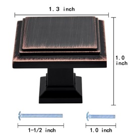YCSJ Square Cabinet Knobs - 20 Pack / 1.3 Inch(32mm), Oil Rubbed Bronze Drawer Pulls, Vintage Cabinet Hardware for Kitchen Drawer Knobs, Bathroom Cabinet Pulls, Dresser Decorative Knobs