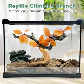 Fhiny Snake Climbing Branch, 2 PCS Resin Reptile Branches for Climbing with Suction Cups Reptile Tank Decor Accessories Frog Terrarium Plants for Corn Snake Frog Bearded Dragon Lizard Gecko