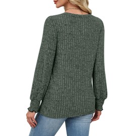 Women Sweaters 2025 Early Fall Fashion Long Sleeve Shirts for Women Tops Dressy Casual Cowboy Chic Sweatshirts Seniors Plus Size Tops Trendy Laides Outfits Winter Clothing Green Large