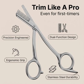 Stainless Steel Eyebrow Scissors with Comb,QIANSSE Precision Eyebrow Trimmer Brow Scissors for Women Men Eye Brow Scissors for Sleek Grooming-Silver