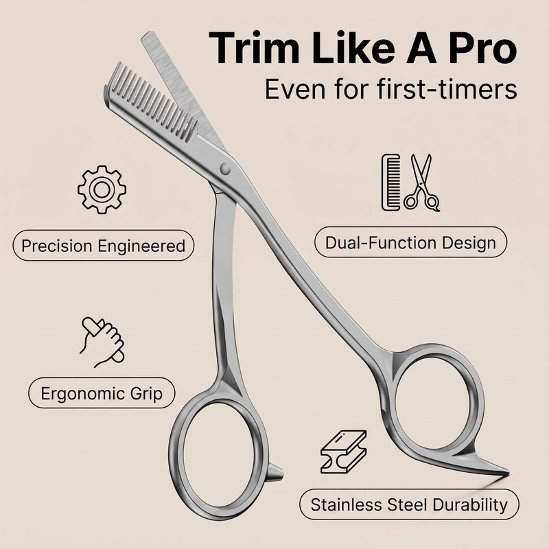 Stainless Steel Eyebrow Scissors with Comb,QIANSSE Precision Eyebrow Trimmer Brow