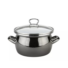 Santex ES2430111-TSH Cooking pot 3.0L "Dark-Gray Chrome", Enameled Steel, With L