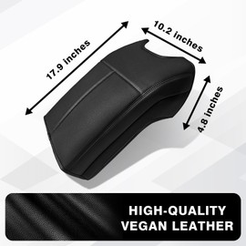 Muslogy Center Console Armrest Cover Compatible with Ford F250 F350 F450 2011-2016 Super Duty Comfort Armrest Pad Arm Rest Cushion Vegan Leather Protector Regular Thick(Bucket Seat ONLY)