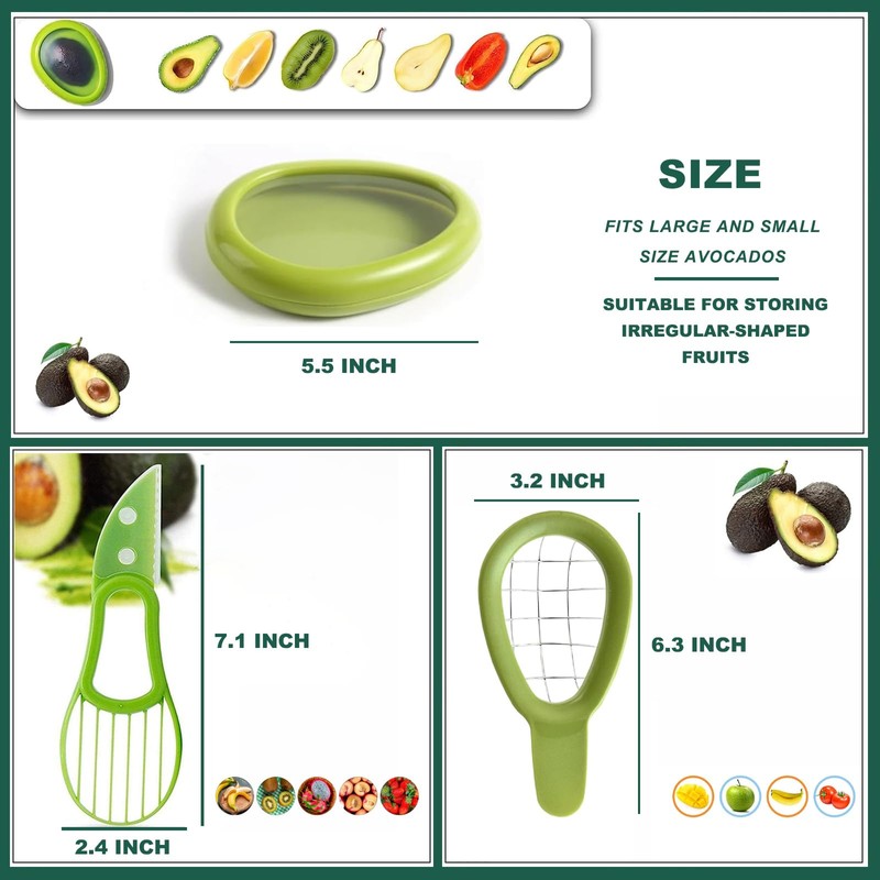 Avocado Slicer Tools 3 PCS - Avocado Saver for Fridge