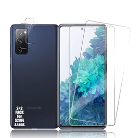 BIGFACE Galaxy S20 FE Tempered Glass Screen Protector + Camera Lens Protectors, 2 Pack, Anti-Bubble 3D Curved Accuracy Film