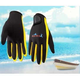 EXCEREY 1.5mm Neoprene Diving Gloves Wetsuit Gloves for Swimming Diving Snorkeling Paddling Surfing Fishing Skiing (Yellow, L)