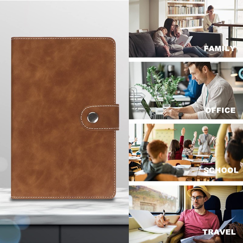 Simpolor Leather A6 Ring Binder Notebook, 6 Rings with Refill
