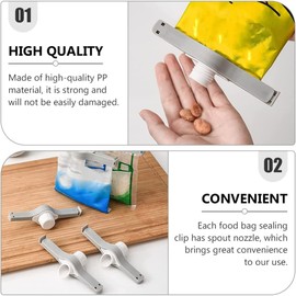4Pcs Bag Screw Cap Clips Food Storage Bags Sealing Clips Seal Pour Food Storage Bag Clip with Discharge Nozzle for Cereal Coffee Chip Bag Kitchen Food Organization