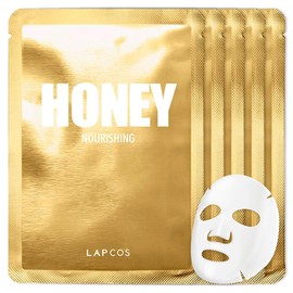 LAPCOS LAPCOS Honey Sheet Mask, Daily Face Mask with Hyaluronic Acid and Antioxidants to Hydrate and Tighten Dry Skin, Korean Beauty Favorite, 5-Pack