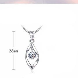 SUNYOBAO Women's Necklace, Simple, Silver, Twist, Drop Necklace, Ball Shaped, Zirconia, Drop Pendant, Venetian Chain, Stainless Steel, Hypoallergenic, White Day, Birthday, Mother's Day, Gift