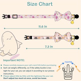 Faygarsle 2 Pack Breakaway Cat Collar Collection - Ghosts Pattern Cat Collar with Bell - Seasonal Holiday Bowtie - Fall - Pink, Purple