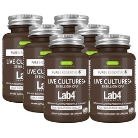 Igennus Healthcare Nutrition Igennus Probiotics & Prebiotic, Lactobacillus Acidophilus & Bifidobacterium, Live Cultures+ Lab4, Guaranteed 25 Billion CFU, for Women & Men, Non-Bloating Gut Health Support, Non-GMO, 6 x 30 Capsules