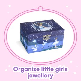 Jewelkeeper Girl's Musical Jewelry Storage Box with Spinning Ballerina, Glitter Design, Swan Lake Tune