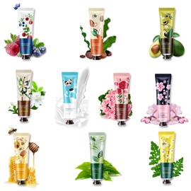 Fusang 10 Pack Natural Plant Fragrance Hand Cream for Dry Hands,Moisturizing Hand Care Cream Hand Lotion Travel Gift Set,Travel Size Hand Lotion Set for Men and Women-30ml