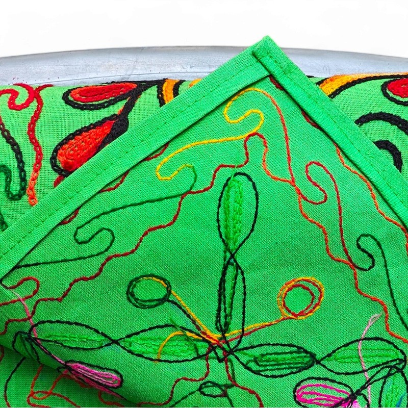 original kikan Rectangle Indian Floral Suzani Art Sequin Cotton Embroidered