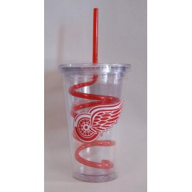 Detroit Red Wings Travel Insulated Tumbler Spiral Straw