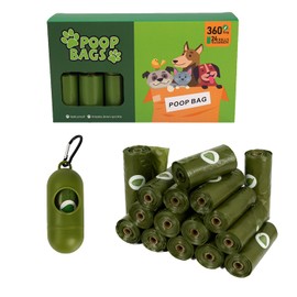 360 pcs bolsas para perro biodegradables (24rolls), Bolsas popo perro a prueba de fugas, con Aroma a Lavanda, Incluye dispensador portátil para, Adecuado para pasear perros al aire libre