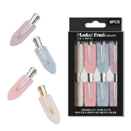 Market Fresh Beauty Creaseless Hair Clips, 8 Pack - No-Crease Hair Styling Clips for Sectioning, All Hair Types, Heat Styling & Makeup Application-White, Pink, Pearl Clips, Non-Slip & Durable Design