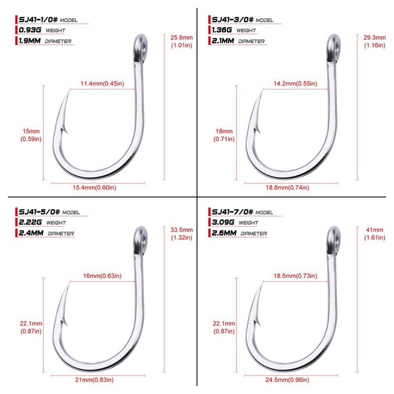 Proberos Fishing Hooks Extra Strong Stainless High Carbon Steel Jigging